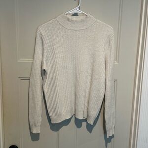 100% Cotton JEANNE PIERRE Turtleneck Sweater - Cream